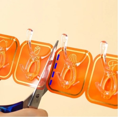 Picture of 6 pcs hook set Cuttable Key Necklace Hanger Waterproof Bath Ball Towel Rack Space-saving Sundries Holder Strong Bearing Storage Shelf Self-adhesive Row Hook(Multicolor)