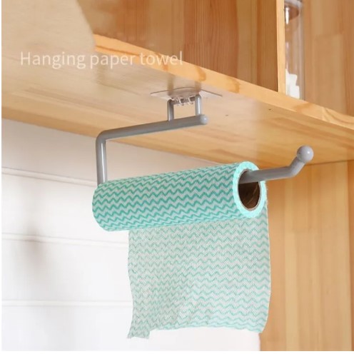 Picture of Kitchen Tissue Holder Hanging Toilet Roll Paper Towel Holder Rack Kitchen Bathroom Cabinet Door Hook Holder Organizer(Multicolor)