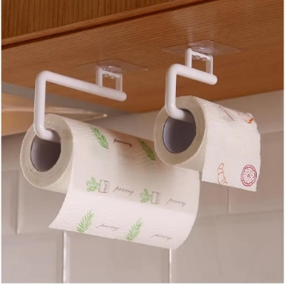 Picture of Kitchen Tissue Holder Hanging Toilet Roll Paper Towel Holder Rack Kitchen Bathroom Cabinet Door Hook Holder Organizer(Multicolor)