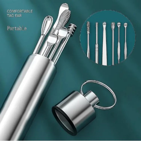 Picture of 7pcs set Stainless Steel Ear Picking Tool Set | Ear Wax Remover Cleaner with Ear Cleaning Spoons - Reliable Ear Care Kit(Silver)