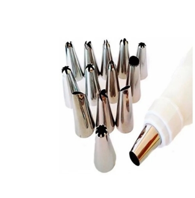 Picture of 12 piece set, cake decorating Set For Bakery, Cake decorating tools(Silver)