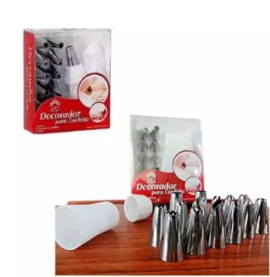 Picture of 12 piece set, cake decorating Set For Bakery, Cake decorating tools(Silver)
