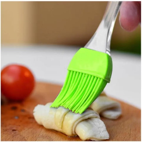 Picture of 2 pieces set- Silicon Spatula and Oil Brush Set for Cooking BBQ Cakes Bread and Butter(Multicolor)