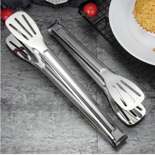 Picture of Stainless Steel Food Tongs Kitchen Tongs Utensil Cooking Tong Clip Clamp Accessories Salad Serving BBQ Tools(Silver)