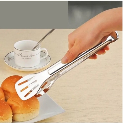 Picture of Stainless Steel Food Tongs Kitchen Tongs Utensil Cooking Tong Clip Clamp Accessories Salad Serving BBQ Tools(Silver)