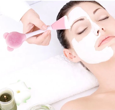 Picture of Double Head Facial Mask Brush Silicone Applicator Spoon Spatula Stirring Stick Women Skin Face Cleansing Care Home Makeup Tools(Multicolor)