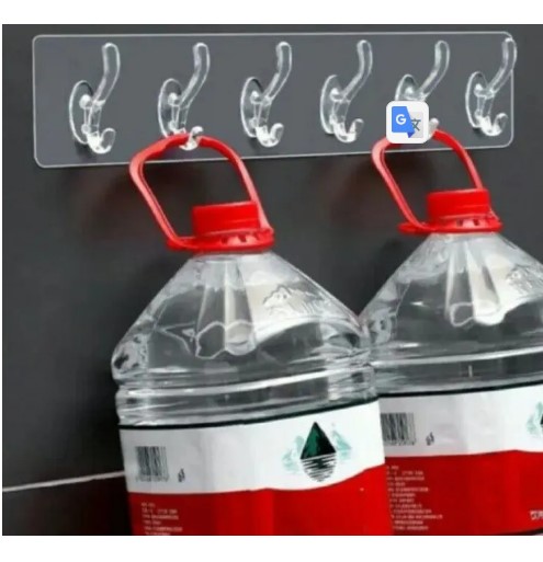 Picture of 2 In 1 Self Adhesive Wall Hooks Waterproof Transparent Adhesive Hooks for Wall Hook -3pcs(Clear)