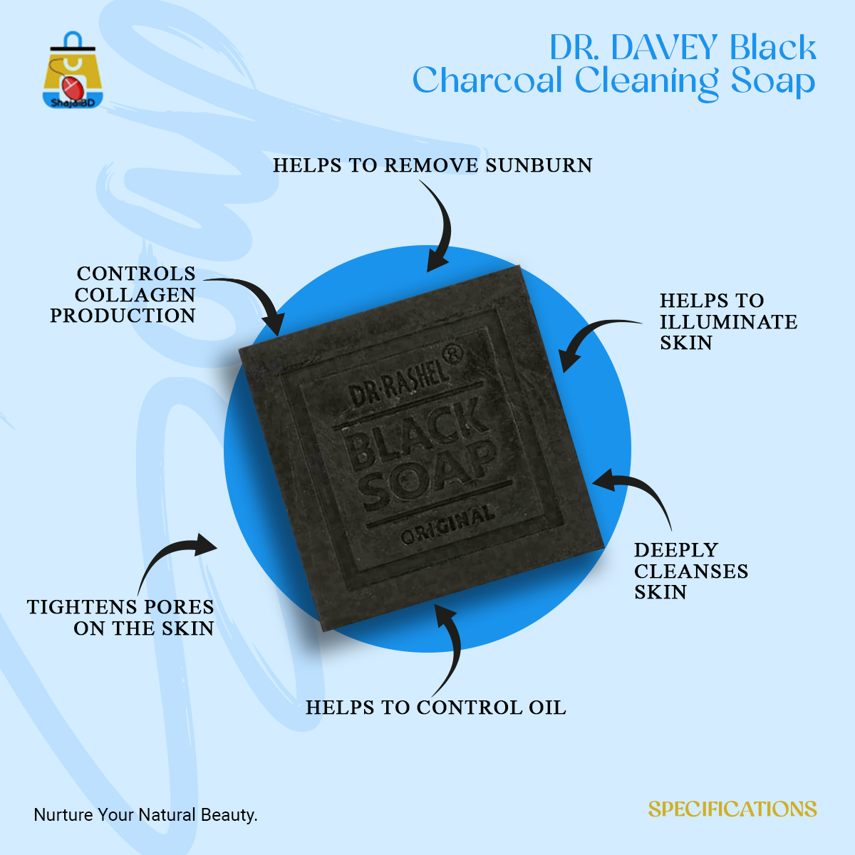 Picture of DR. DAVEY Black Charcoal Cleaning Soap-100g(Fresh)