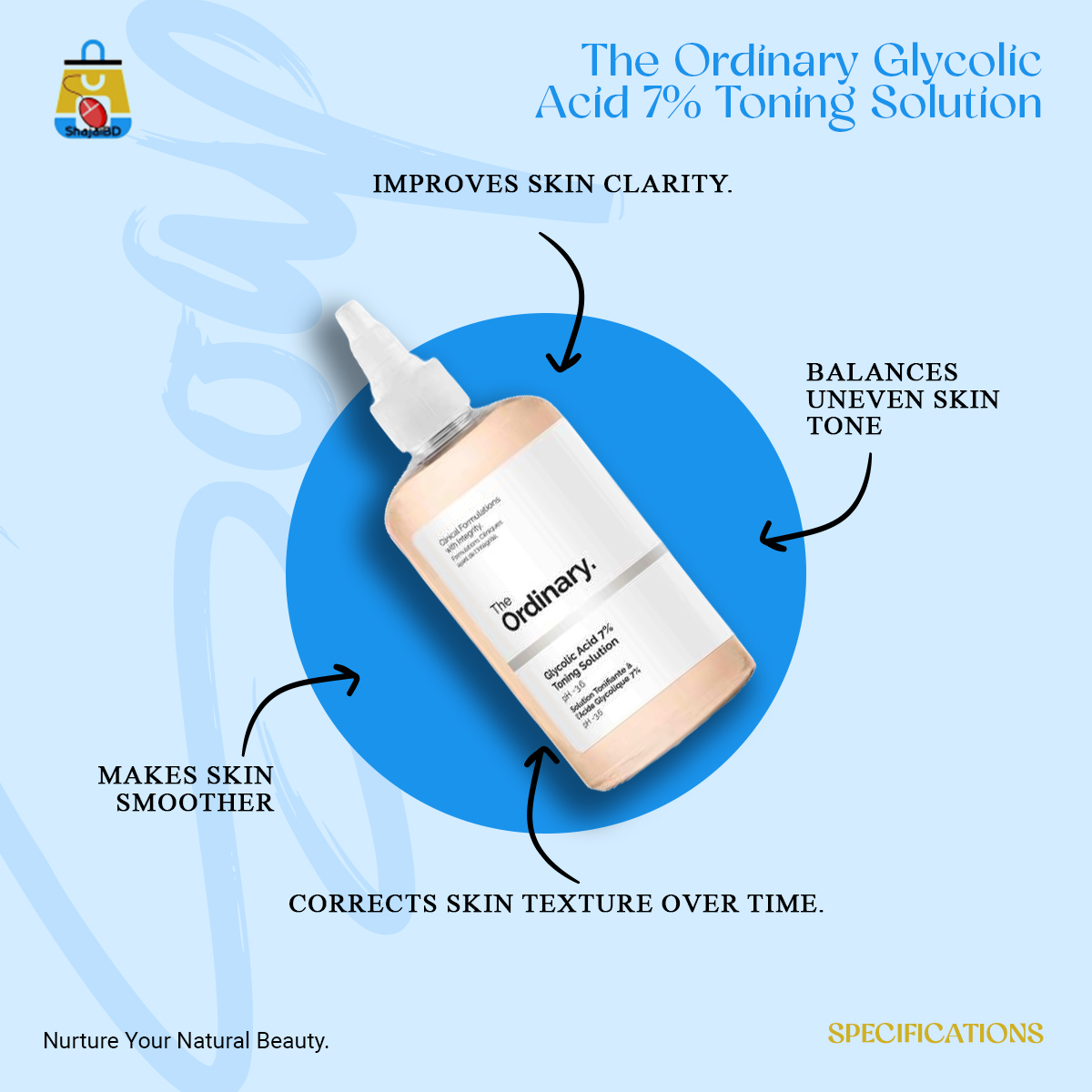 Picture of The Ordinary Glycolic Acid 7% Toning Solution 240ml - Shajai BD(Transparent)