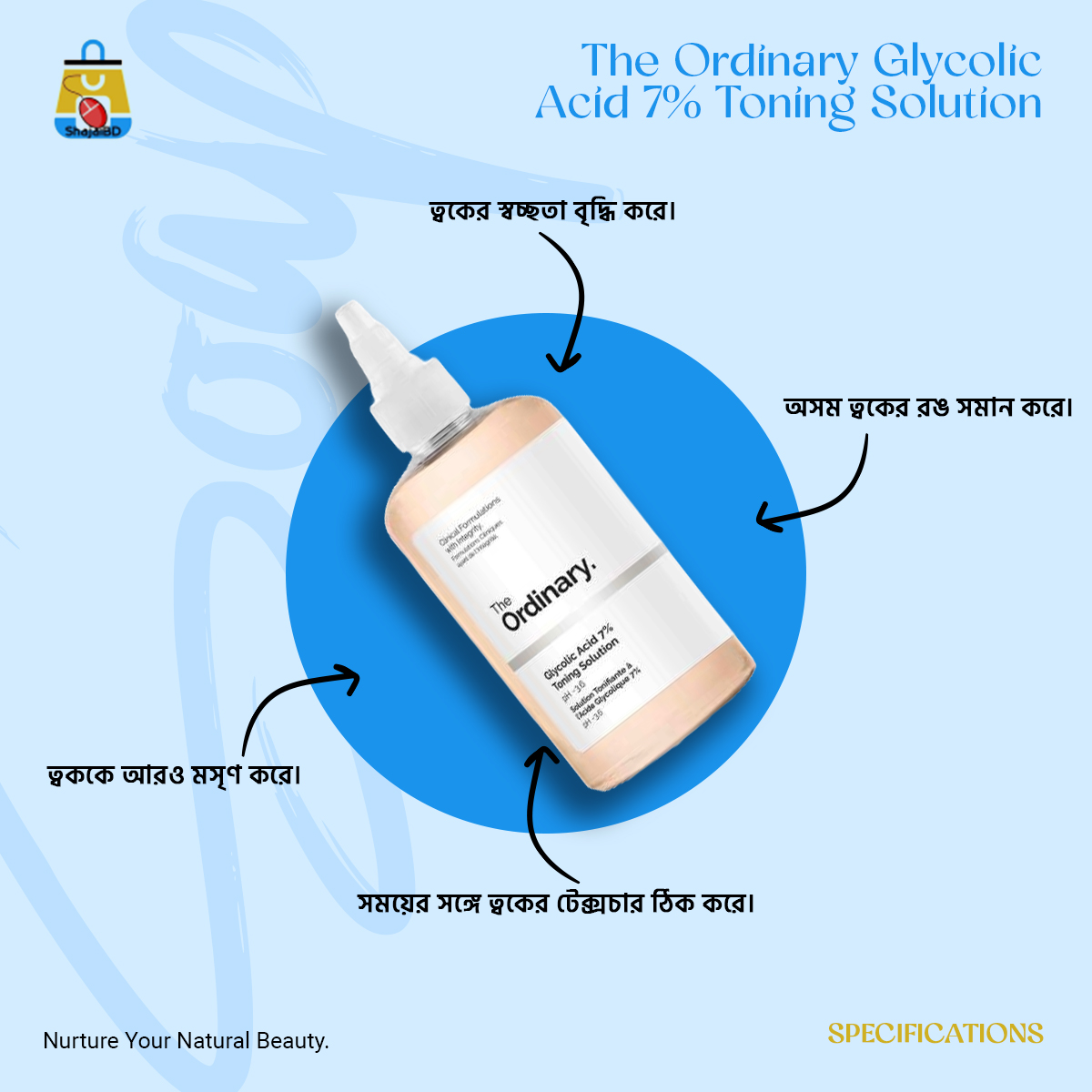 Picture of The Ordinary Glycolic Acid 7% Toning Solution 240ml - Shajai BD(Transparent)