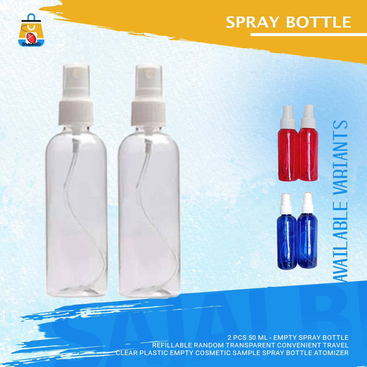 Picture of 2 pcs 200 ml - Empty Spray Bottle Refillable Random Transparent Convenient Travel Clear Plastic Empty Cosmetic Sample Spray Bottle Atomizer(Clear)