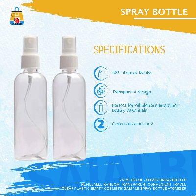 Picture of 2 pcs 200 ml - Empty Spray Bottle Refillable Random Transparent Convenient Travel Clear Plastic Empty Cosmetic Sample Spray Bottle Atomizer(Clear)