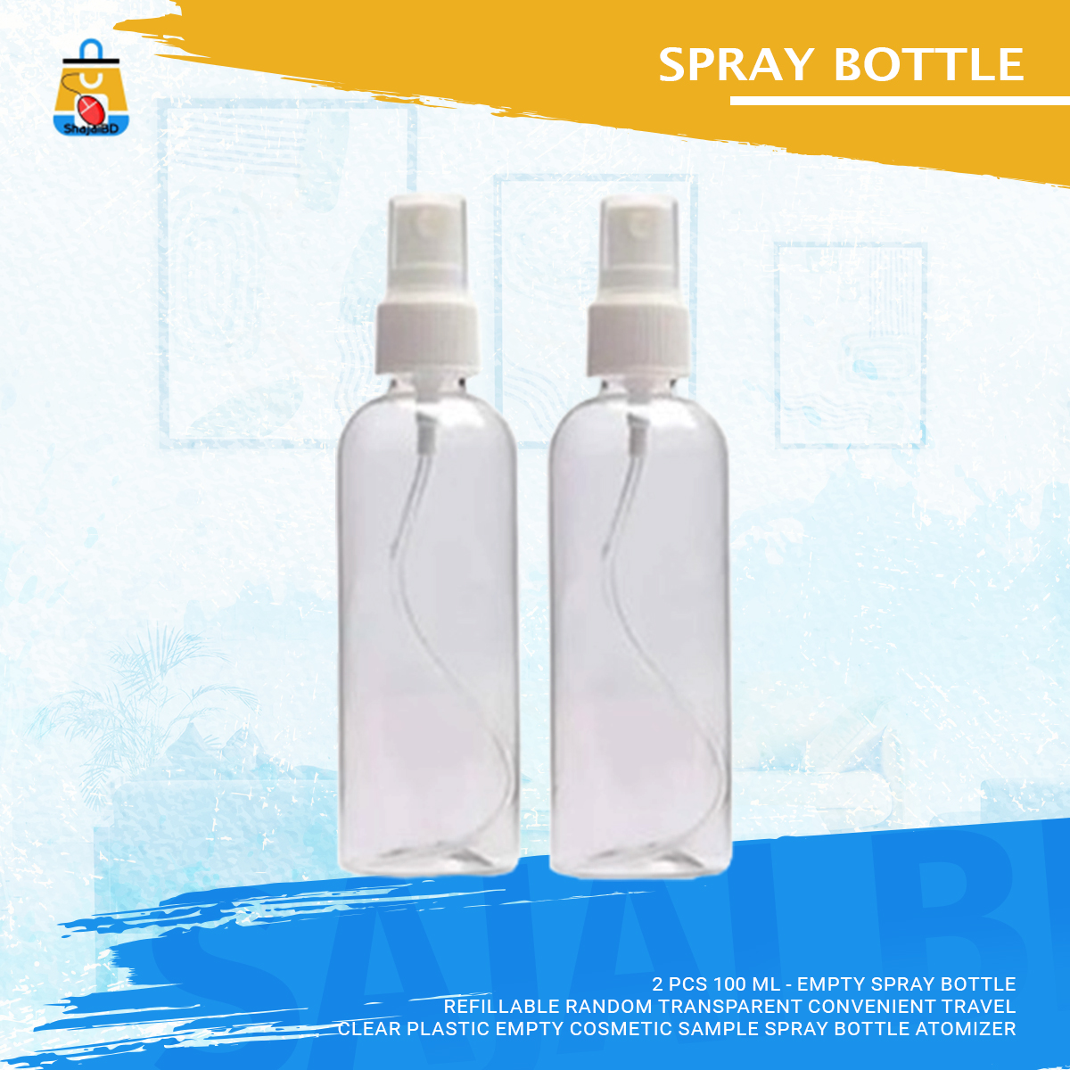 Picture of 2 pcs 200 ml - Empty Spray Bottle Refillable Random Transparent Convenient Travel Clear Plastic Empty Cosmetic Sample Spray Bottle Atomizer(Clear)