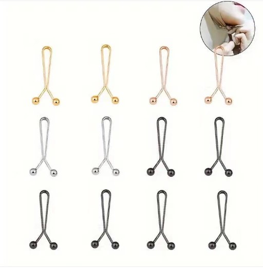 Picture of 12 pcs Headscarf clip scarf clip t-padded corners to change shorts pants waist circumference to tighten cuffs tighten fixing clips(Multicolor)