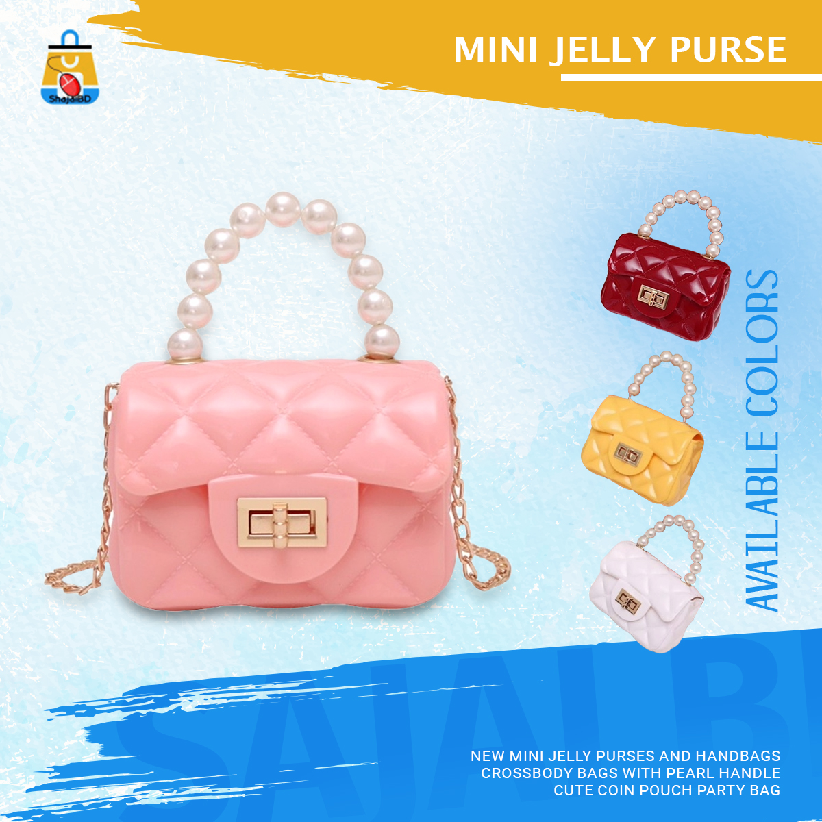 Picture of New Mini Jelly Purses And Handbags Crossbody Bags With Pearl Handle Cute Coin Pouch Party Bag