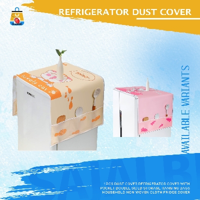 Picture of 1PCS Dust Cover Refrigerator Cover with Pocket Double Sided Storage Hanging Bags Household Non-Woven Cloth Fridge Cover