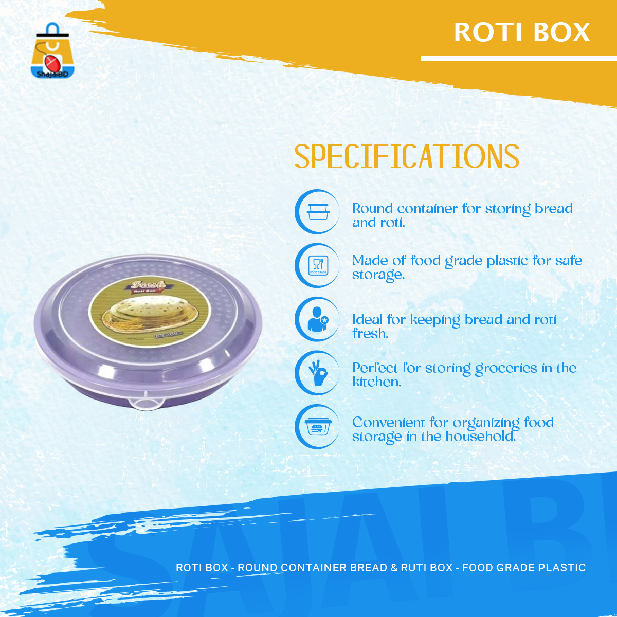 Picture of Roti Box - Round Container Bread & Ruti Box - Food grade plastic