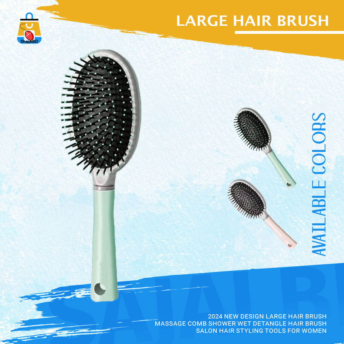 Picture of 2024 new design Large Hair Brush Massage Comb Shower Wet Detangle Hair Brush Salon Hair Styling Tools For Women