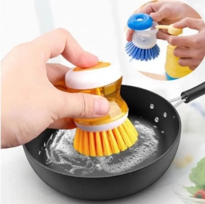 Picture of Dish cleaning kitchen brush with refile and dispenser
