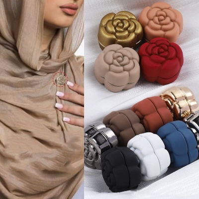 Picture of Matte Metal Pin Magnet Non-slip Muslim Women Magnetic Hijab Scarf Pins Islamic Pins Safety Headscarf Brooches Accessories-Flower shape