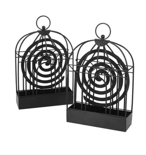 Picture of Birdcage Shape Iron Mosquito Coil Holder Stand Mosquito Repellent Incense Burner Holder Hanger for Indoor Home Living Room Bedroom Hotel-Black
