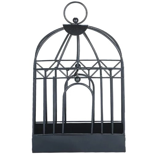 Picture of Birdcage Shape Iron Mosquito Coil Holder Stand Mosquito Repellent Incense Burner Holder Hanger for Indoor Home Living Room Bedroom Hotel-Black