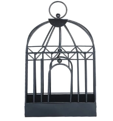 Picture of Birdcage Shape Iron Mosquito Coil Holder Stand Mosquito Repellent Incense Burner Holder Hanger for Indoor Home Living Room Bedroom Hotel-Black