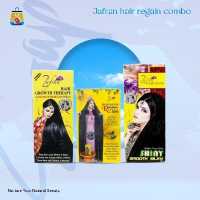Picture of Jafran hair regain combo- Jafran hair oil-150ml, hair mask-120ml and jafran shampoo-200ml