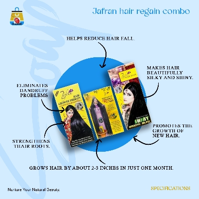 Picture of Jafran hair regain combo- Jafran hair oil-150ml, hair mask-120ml and jafran shampoo-200ml