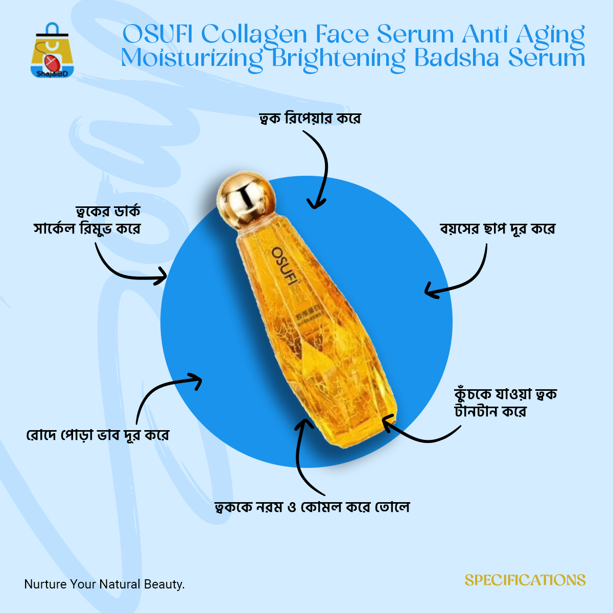 Picture of OSUFI Collagen Face Serum Anti Aging Moisturizing Brightening Badsha Serum, OSUFI King Serum- 300ml