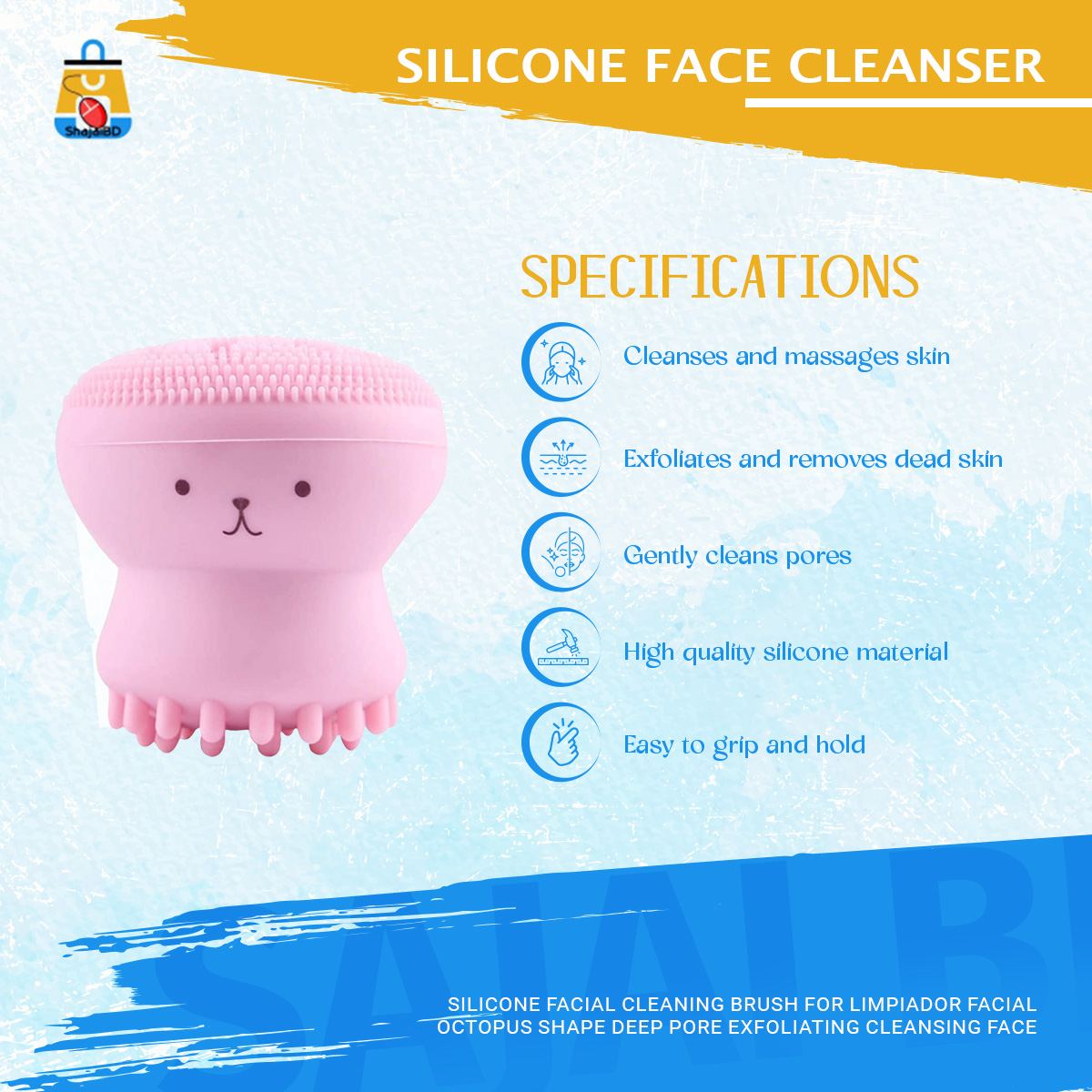 Picture of Silicone Facial Cleaning Brush For Limpiador Facial Octopus Shape Deep Pore Exfoliating Cleansing Face