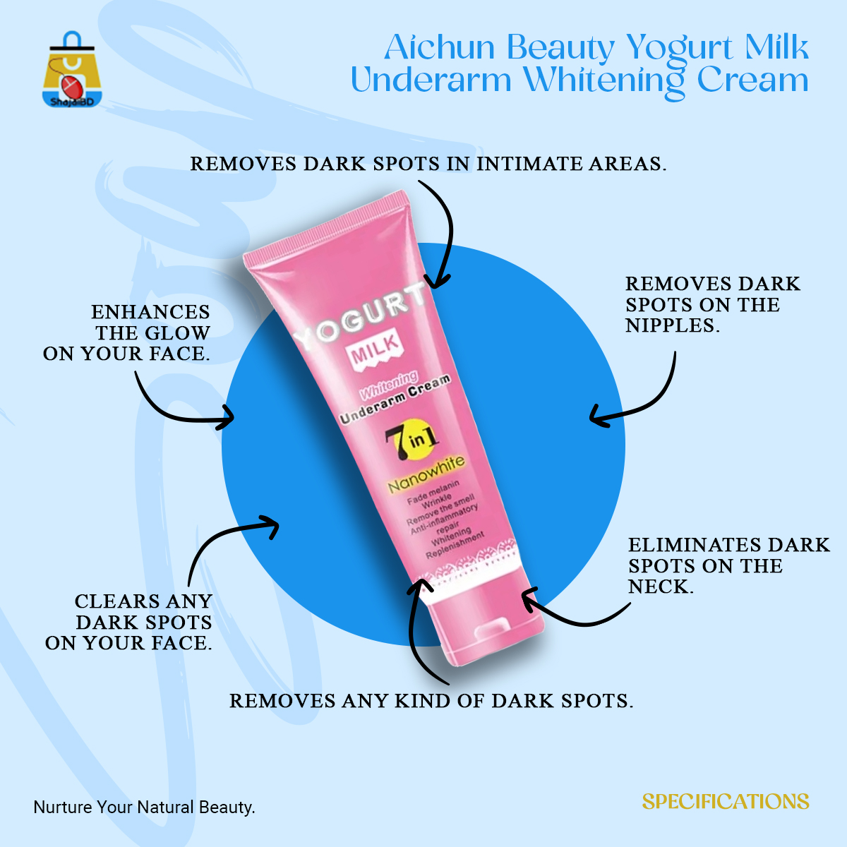 Picture of Aichun Beauty Yogurt Milk Underarm Whitening Cream - 80gm