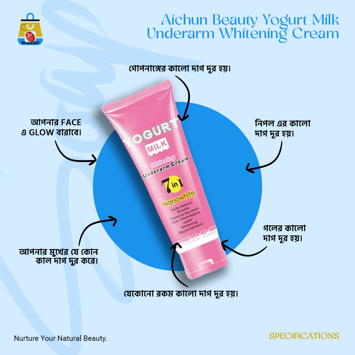 Picture of Aichun Beauty Yogurt Milk Underarm Whitening Cream - 80gm