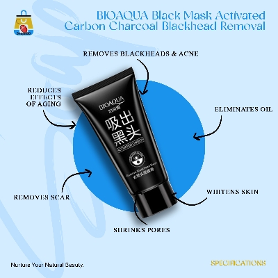 Picture of BIOAQUA Black Mask Activated Carbon Charcoal Blackhead Removal Peel Off Mask Black Nose Nose Film And Oil-Control Depth Clean Pore 60g HZ20 - Shajai BD