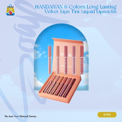 Picture of HANDAIYAN 6 Colors Long Lasting Velvet Lips Tint Liquid Lipsticks Waterproof Non-Stick Cup Lipgloss Gift Set (A) - Shajai BD