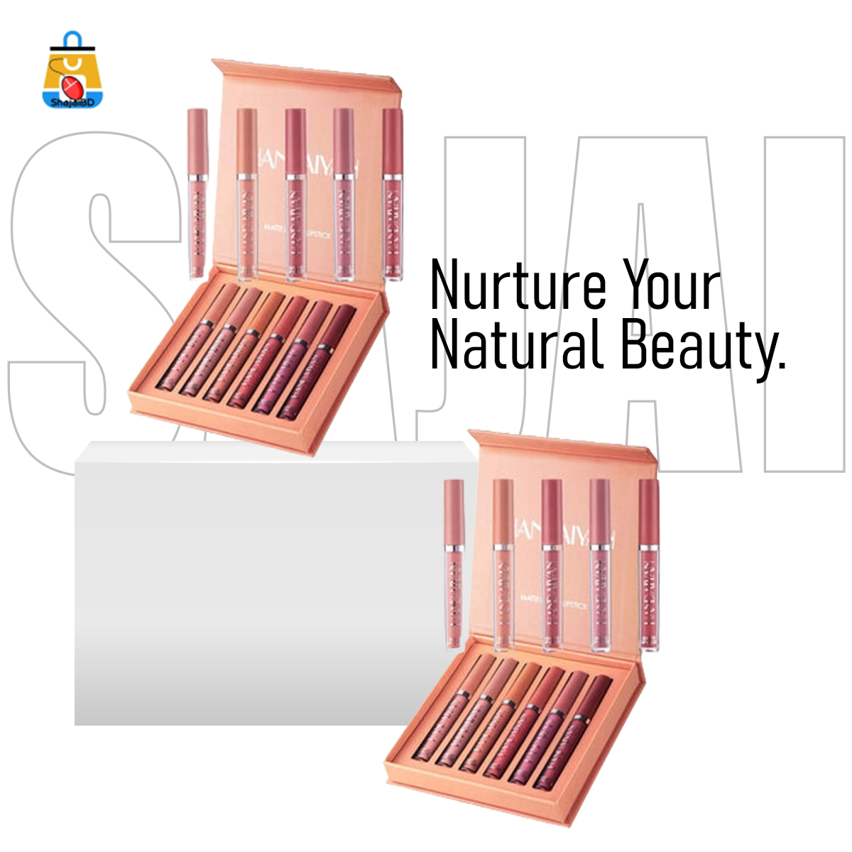 Picture of HANDAIYAN 6 Colors Long Lasting Velvet Lips Tint Liquid Lipsticks Waterproof Non-Stick Cup Lipgloss Gift Set (A) - Shajai BD