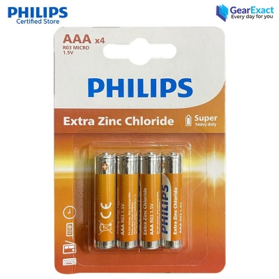 Picture of Philips R03L4B/70 AAA Extra Zinc Chloride Battery Bundle of 4 Pieces
