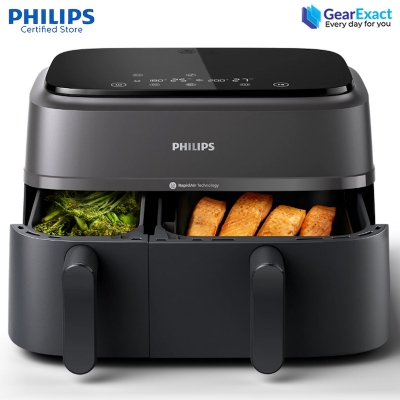 Picture of Philips NA350/00 Dual Basket Airfryer 3000 Series with Rapid Air Technology ( Black )