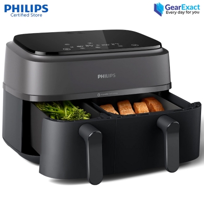 Picture of Philips NA350/00 Dual Basket Airfryer 3000 Series with Rapid Air Technology ( Black )