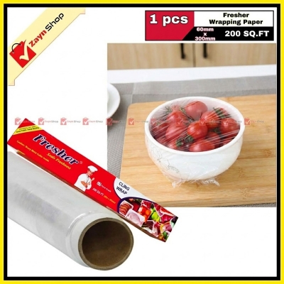 Picture of Fresher, Diamon Plastic Stretch Wrapping Paper (200 Sq.Ft) - Keep Your Food Fresh With This Food-Grade Roll