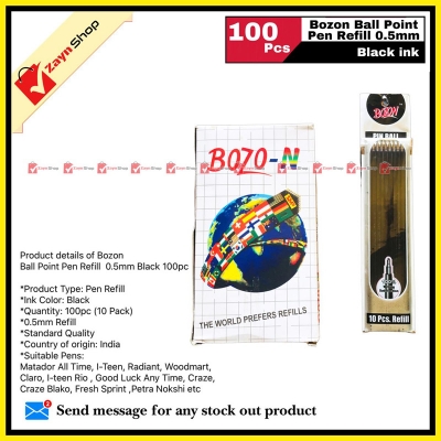 Picture of Bozon Ball Point Pen Refill  0.5Mm Black 100Pc - Fountain Pen