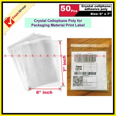 Picture of Crystal Cellophane adhesive poly size 6 x 7 inch Packaging Material Bundle of 50 pcs - poly bag