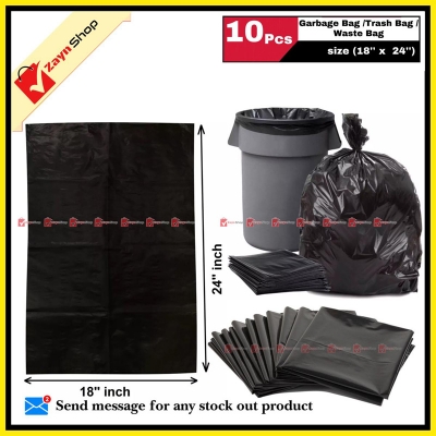 Picture of Garbage Bag Black poly Trash Bag Waste Bag size (18'' x  24'') 10pcs