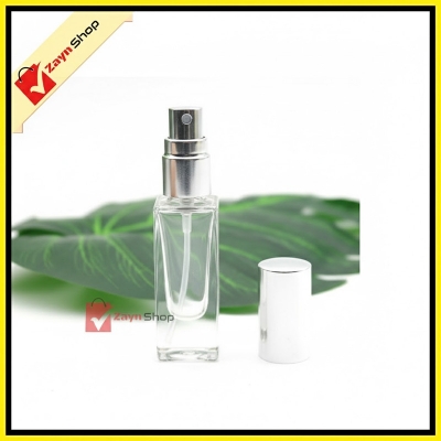 Picture of Empty Bottle Square shape 5ml Refillable Spray Atomizer Transparent Glass Random Color 1p