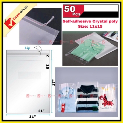 Picture of Crystal Cellophane Self-adhesive Large poly Size 11 x 17 inch Bundle of 50 pcs
