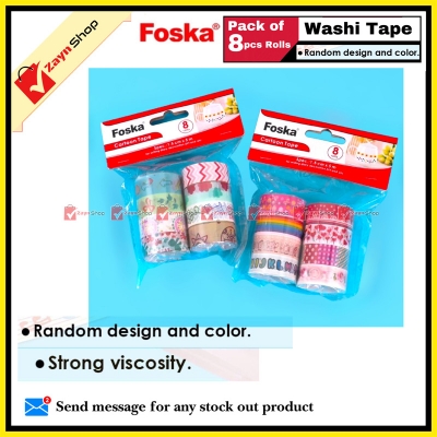 Picture of Foska Washi Tape Colorful Lovely Adhesive Cartoon DIY Washi Tape 8 Roll