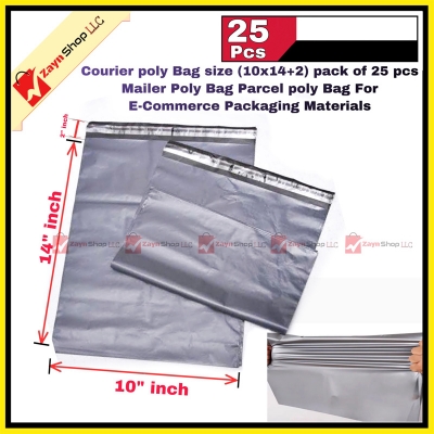 Picture of Courier poly Bag size (10x14+2) pack of 25 pcs Mailer Poly Bag Parcel poly Bag For E-Commerce Packaging Materials(Silver)