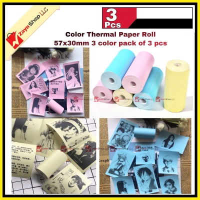 Picture of Thermal Paper color thermal paper Roll 57x30mm 3 color pack of 3 pcs