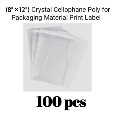Picture of crystal cellophane poly size (8" x 12") 100 pcs for packaging material with adhesive