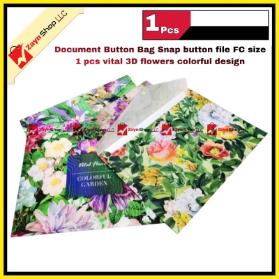 Picture of Document Button file Bag Snap button file bag FC size 1 pcs vital 3D flowers colorful design(Multicolor)
